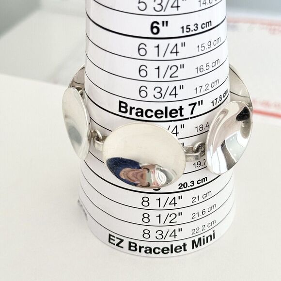 Vintage Robert Lee Morris RLM Studio Modernist Shiny Concave Disc Bracelet 7.5" - Picture 11 of 12